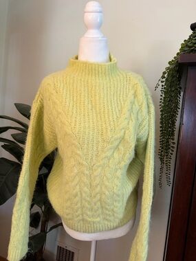 Soft Cable Knit Mock Neck Sweater -  BrightYellow